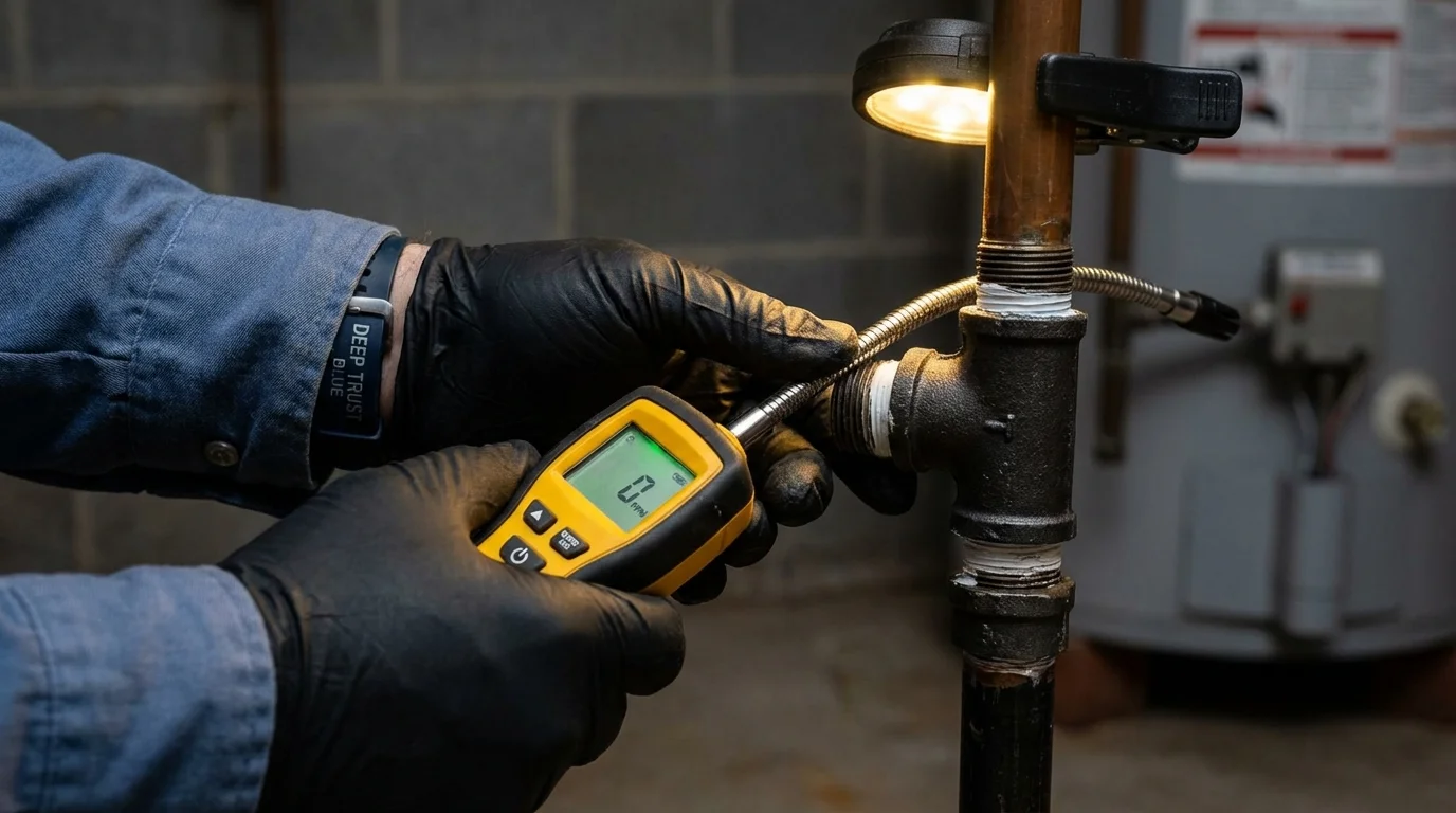 Gas leak detection with electronic sniffer by Johns Plumbing LLC in Midlothian